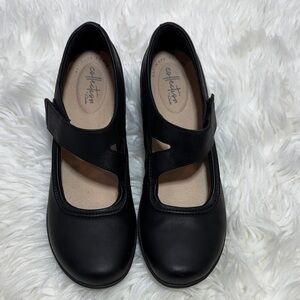 Clarks Black Leather Mary Jane Flats